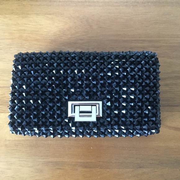 Black crossbody bag beaded -NEW - Picture 4 of 4